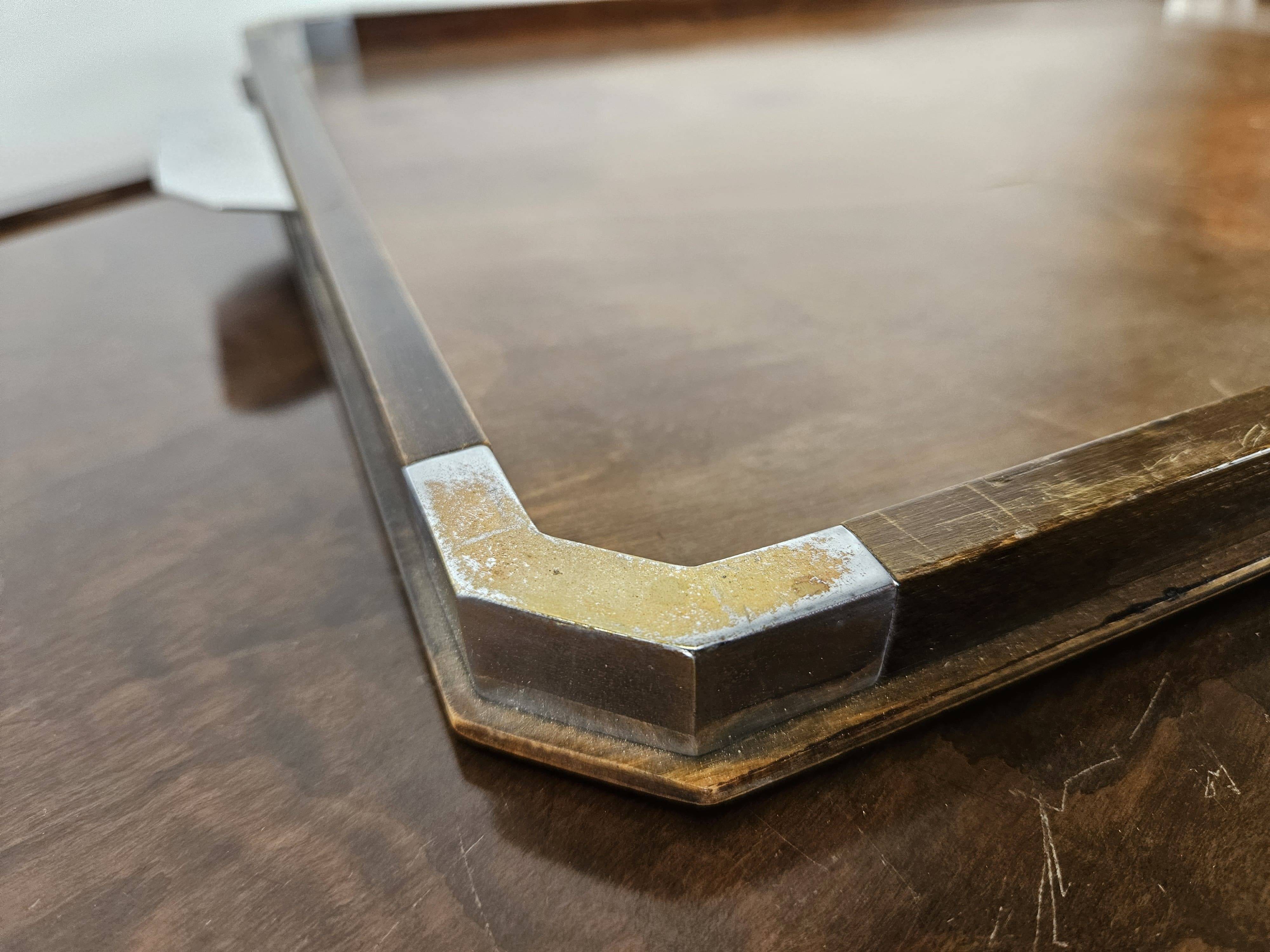 1930s art decò tray by fada in wood and metal