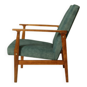 Fauteuil rétro design moderne velours bleu marin 1970 chaise de salon style scandinave