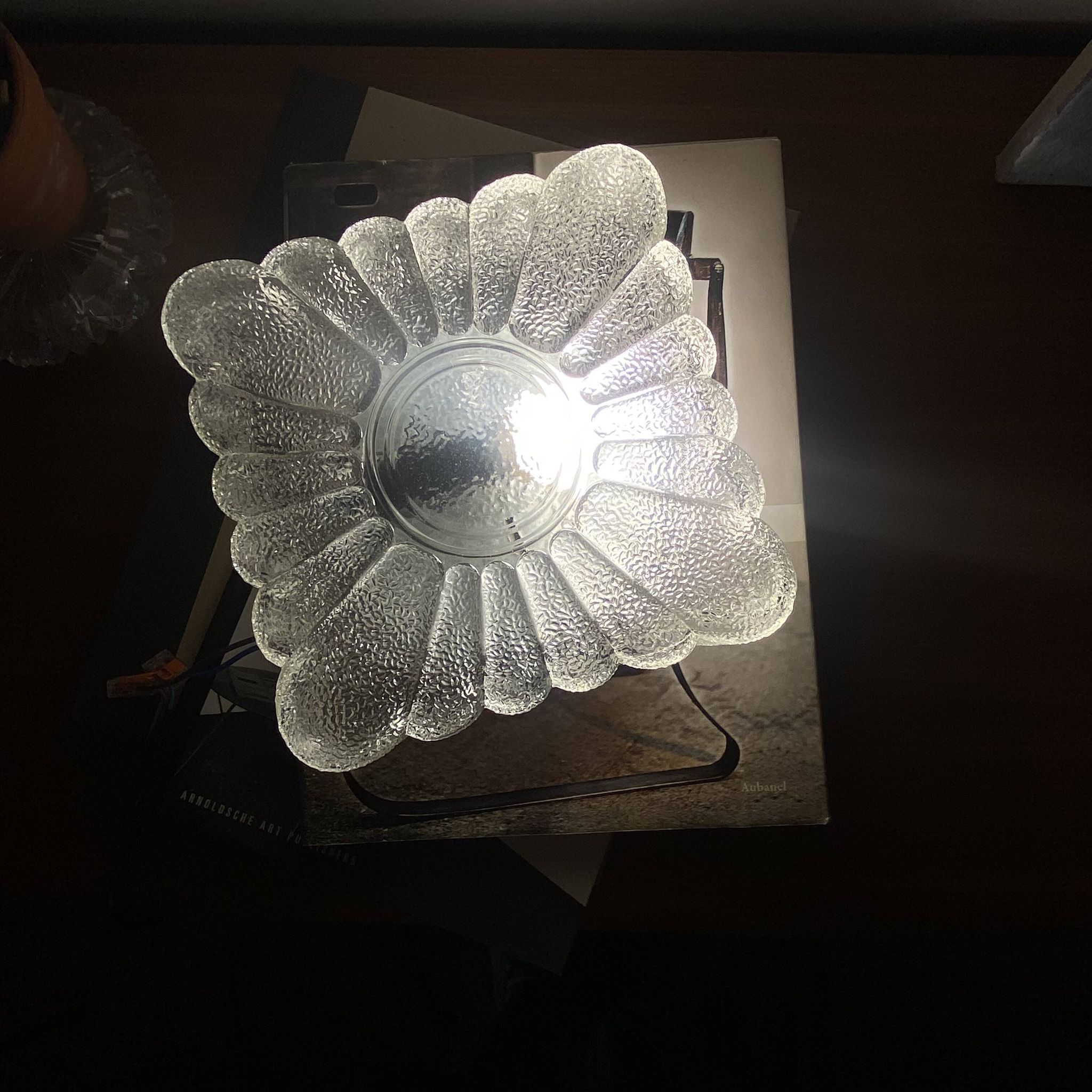 Vintage square wall lamp ceiling light with transparent glass flower.