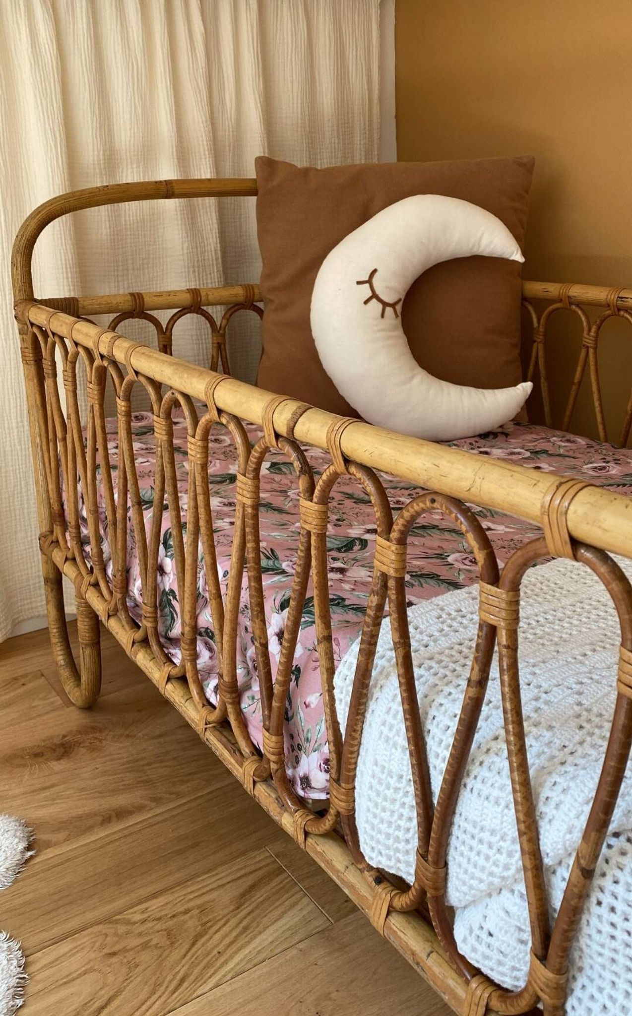 Rattan baby cot + custom bamboo mattress