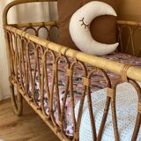 Lit bébé en rotin + matelas bambou sur mesure