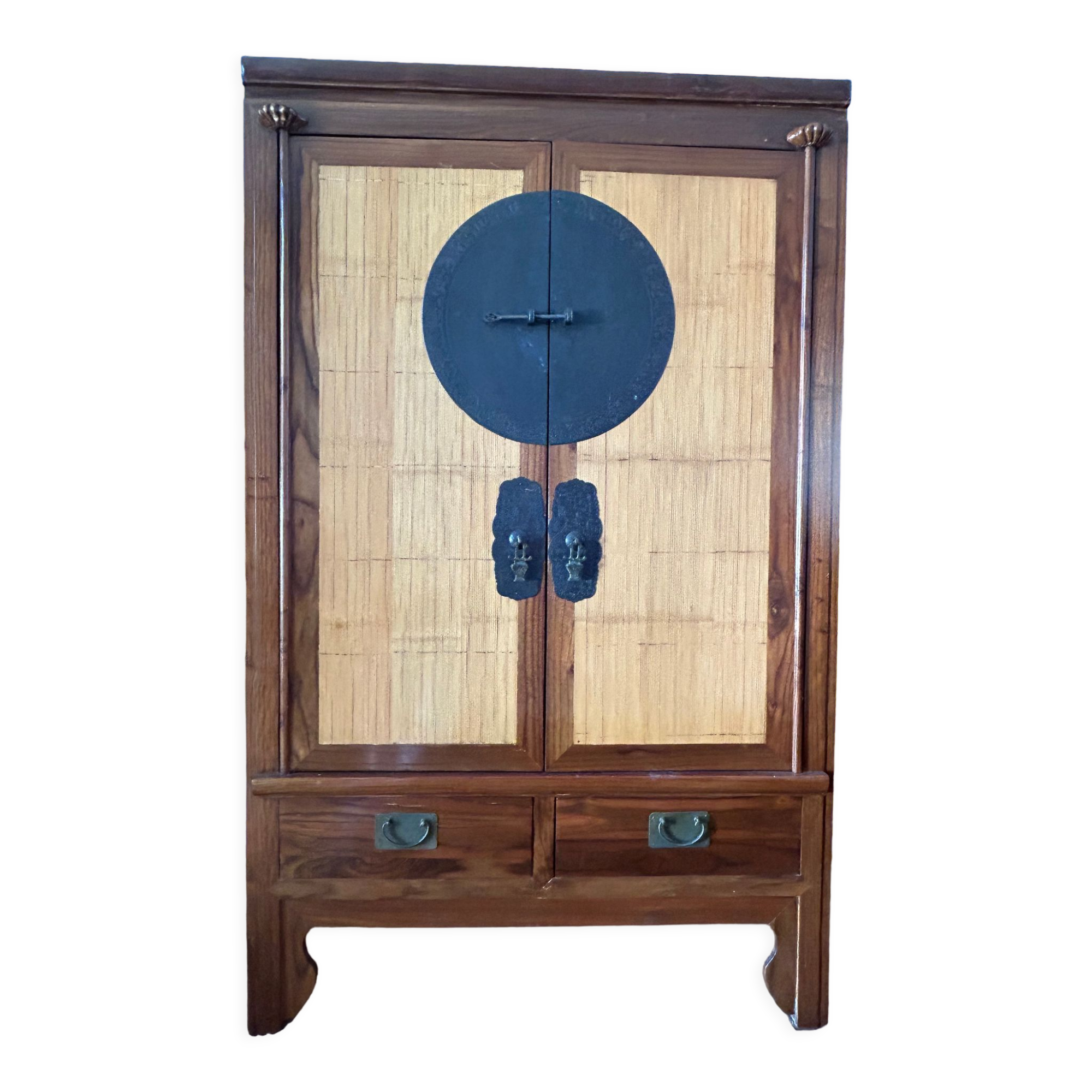 Rosewood, bronze and bamboo wardrobe La Maison Coloniale