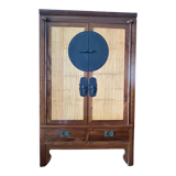 Rosewood, bronze and bamboo wardrobe La Maison Coloniale