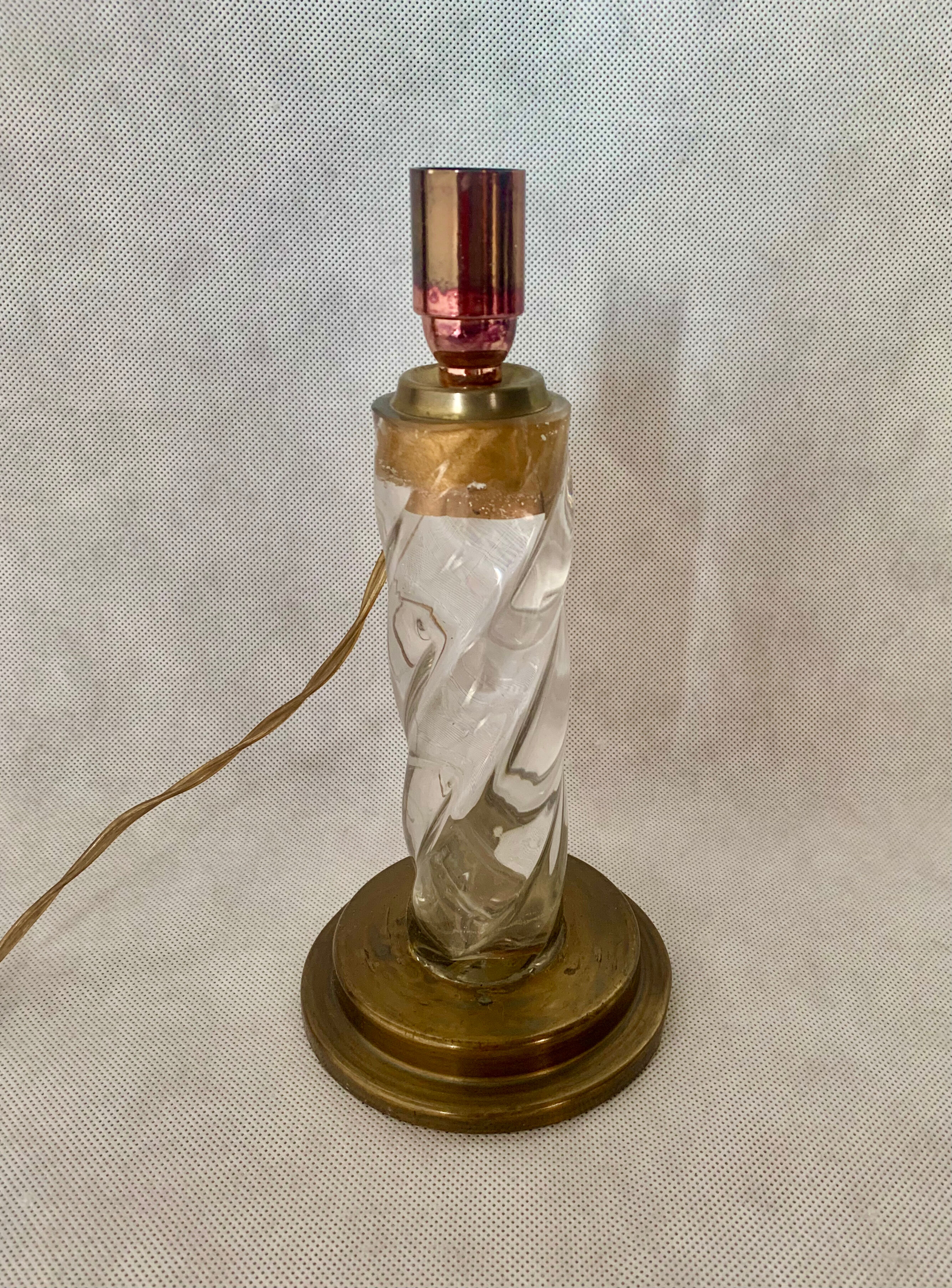 Lamp base glass and brass, 1950s