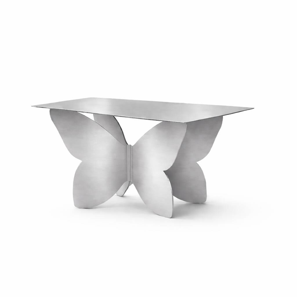 Papillon – Table basse design en acier inoxydable brossé