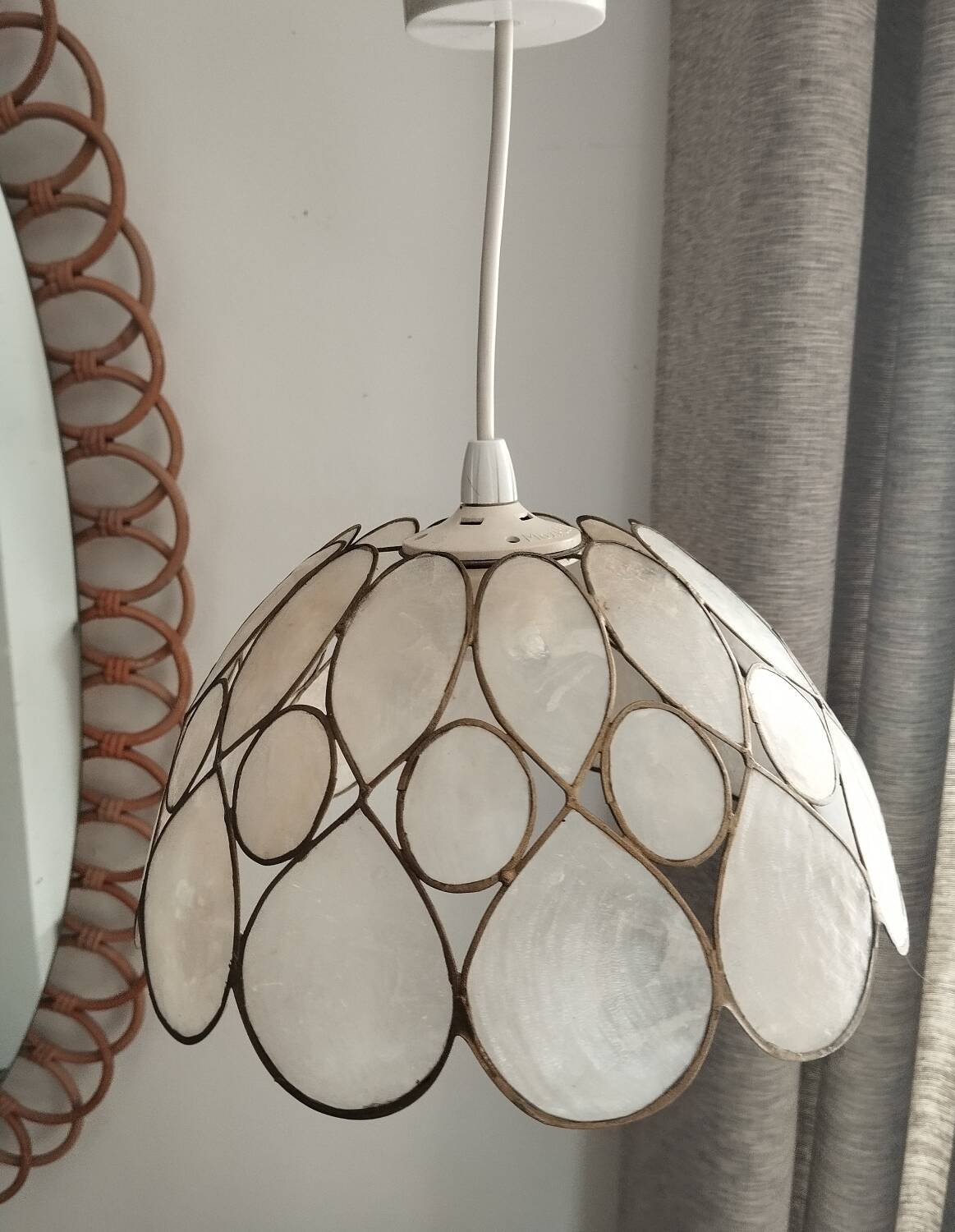 Mother-of-pearl and brass pendant light