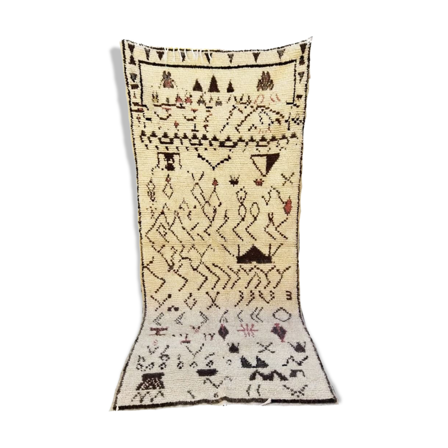 Tapis tribal marocain en laine berbère 262 x 117cm