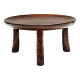 Table basse ronde brutaliste en hêtre