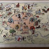 Old illustrated map of Paris - JP Pinchon