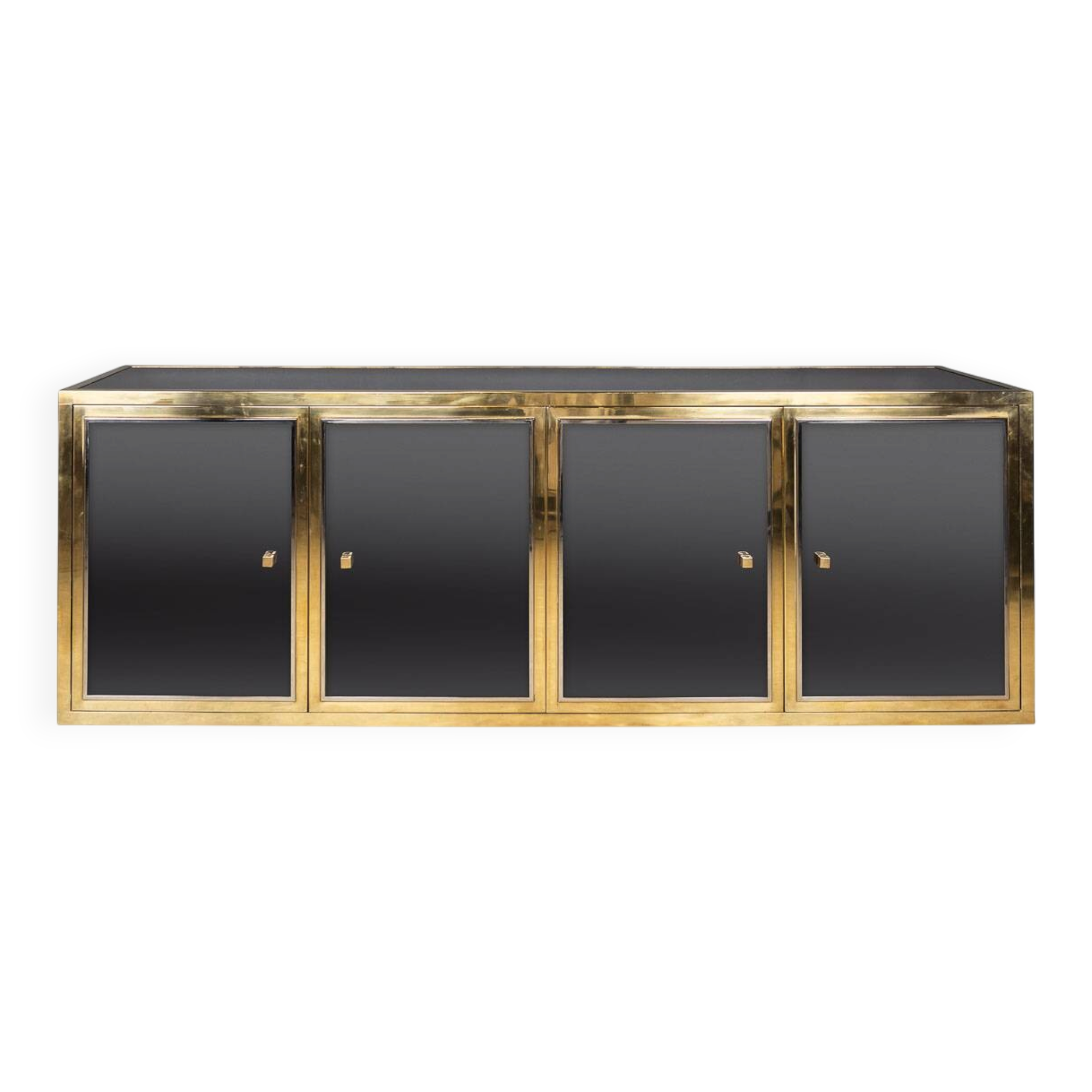 STYLISH 20thC BRASS & MIRRORED SIDEBOARD BY MICHEL PIGNERES c.1970
