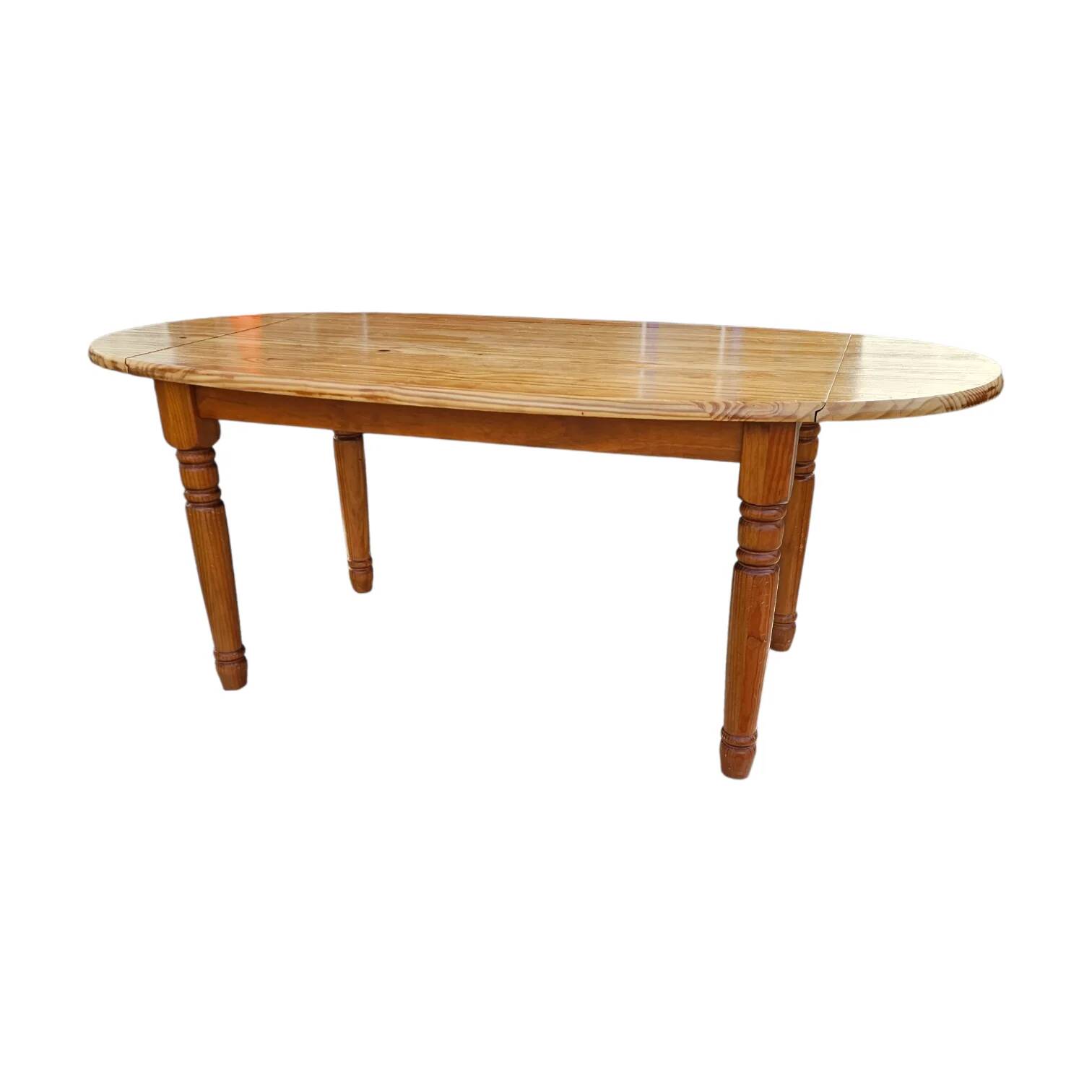 Extendable oval pine dining table 1970s