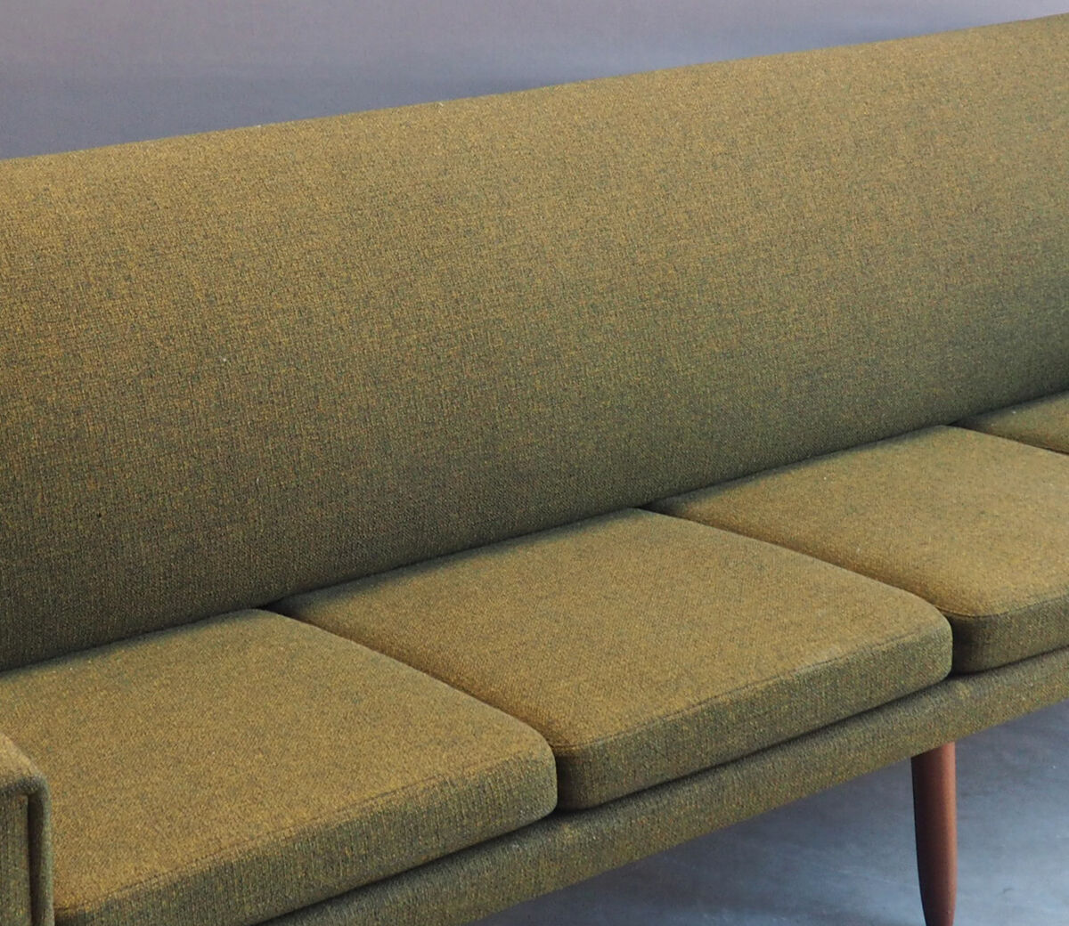 Danish 4 seater sofa in green woolen fabric 60s