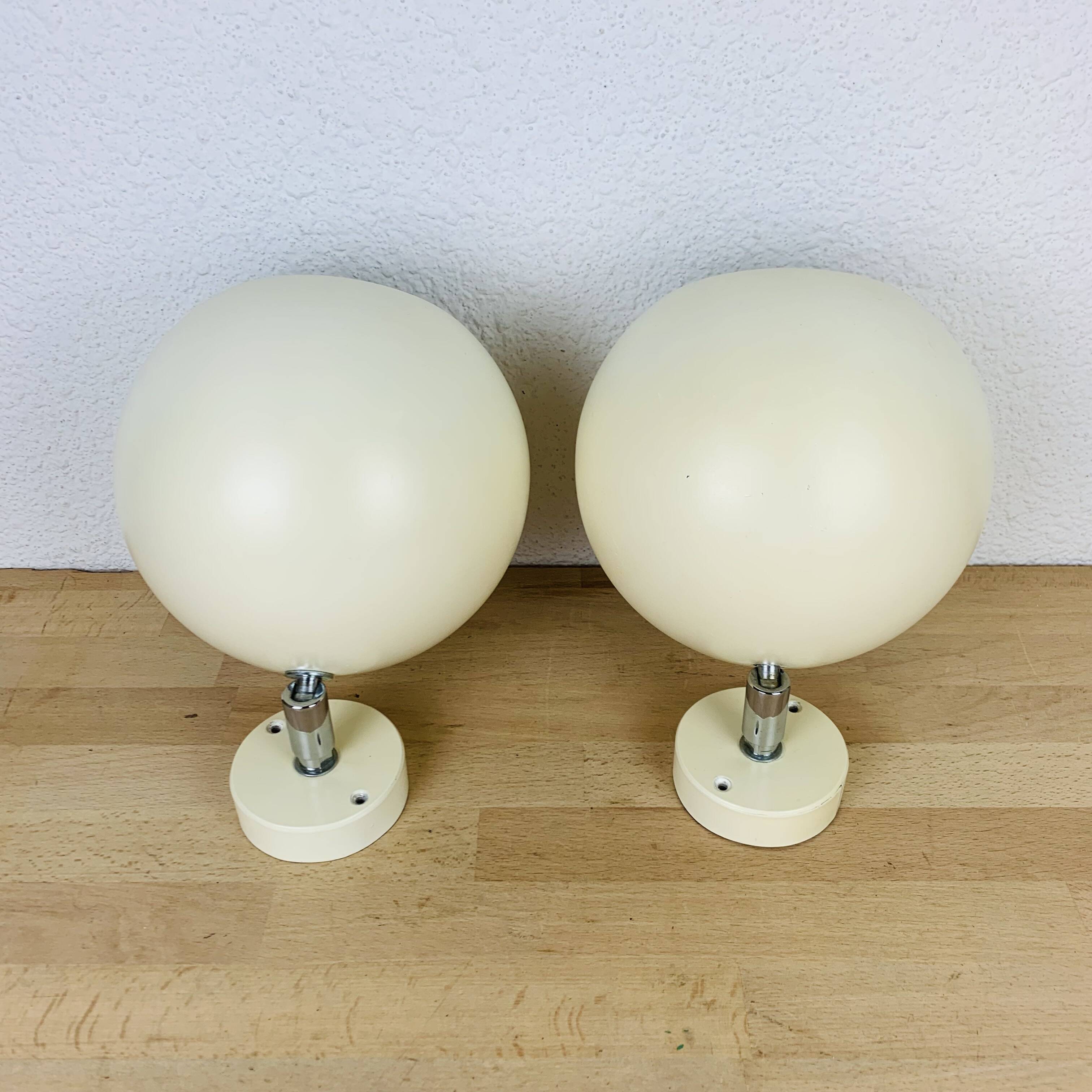 Paire d'appliques spots eyeball orientable, style space age, 70