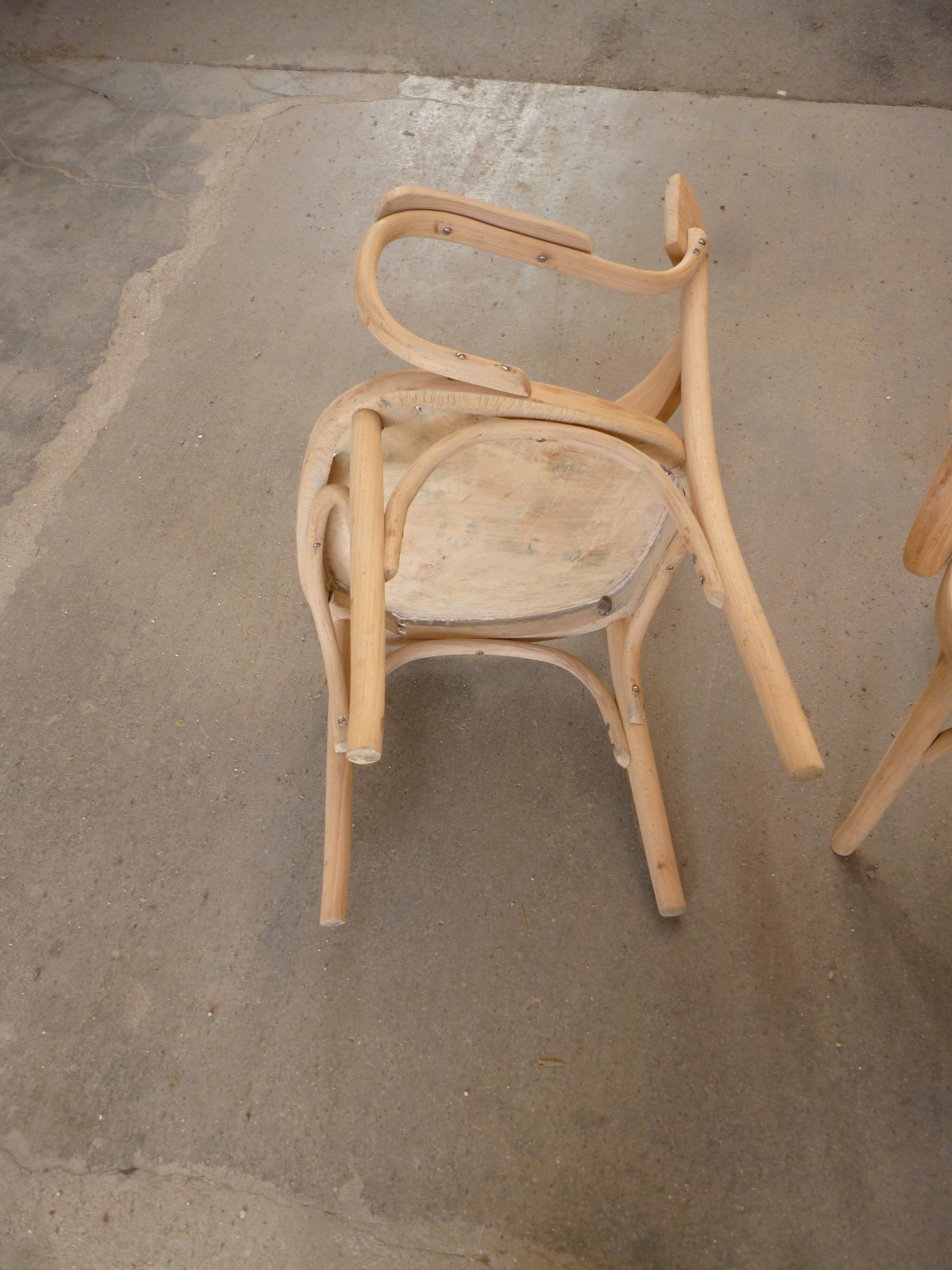Paire de fauteuil en hêtre et bois courbés