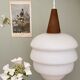 Vintage Scandinavian pendant lamp in teak and opaline