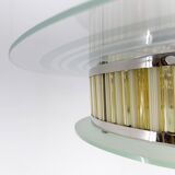 1940s Rare Italian Chrome & Glass  Chandelier, Restored