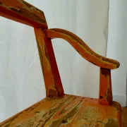Large antique church bench 268 cm - Unique piece with flaking patina