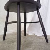 Chaise de salle à manger vintage en hêtre noir : style Ilmari Tapiovaara, scandinave