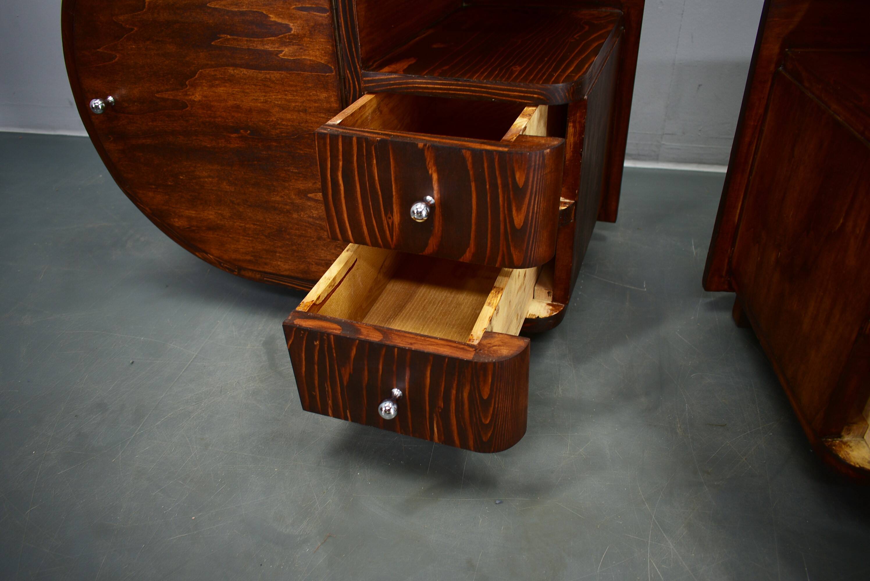 1935s pair of rare Art Deco bedside tables, Czechoslovakia