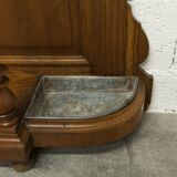 Vestiaire Napoléon III en noyer fin 19e, 3 miroirs, marbre, 8 patères