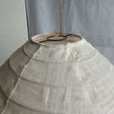 Suspension in rattan and natural japanese linen in the shape of a drop