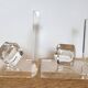Pair of solid plexiglass bookends, faceted cubes, 1980s