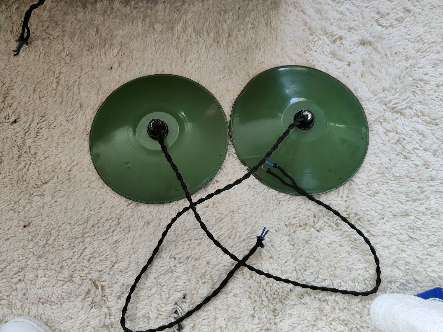 Enameled sheet metal pendant lights