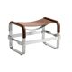 Antique Steel and Dark Brown Saddle Leather Footrest, Contemporary Style