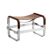 Antique Steel and Dark Brown Saddle Leather Footrest, Contemporary Style