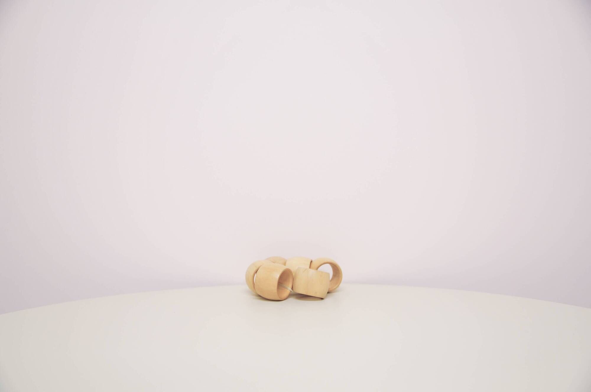 vintage set of wooden napkin rings x6