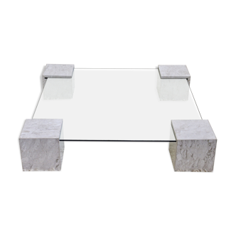 Marble and glass coffee table