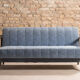 Sofa bed in solid beech with blue fabric, circa 1970