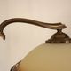 French Mid Century Bronze Billiard Light 2 Cream Amber Round Glass Shades 3921