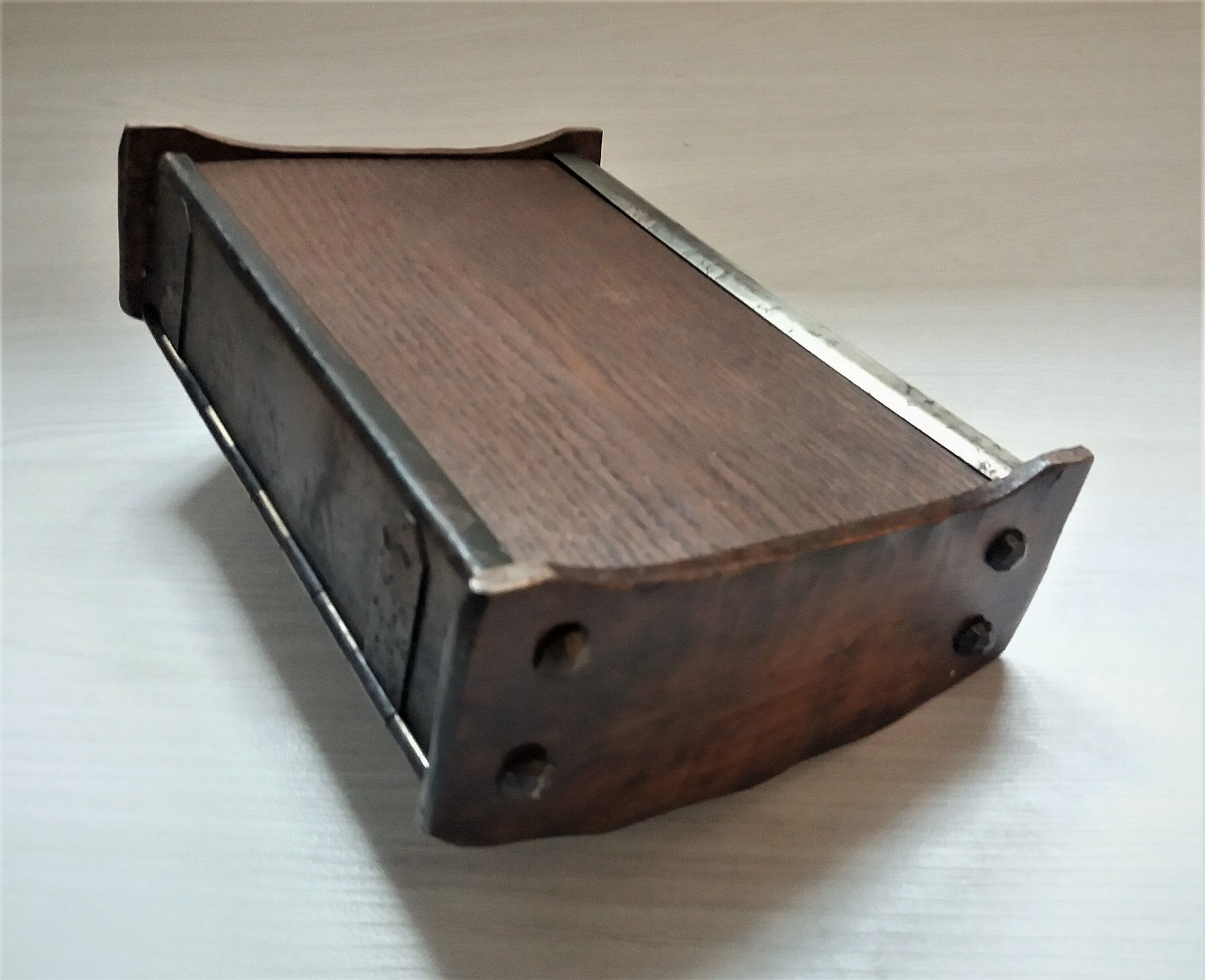 Metal and wood jewellery box
