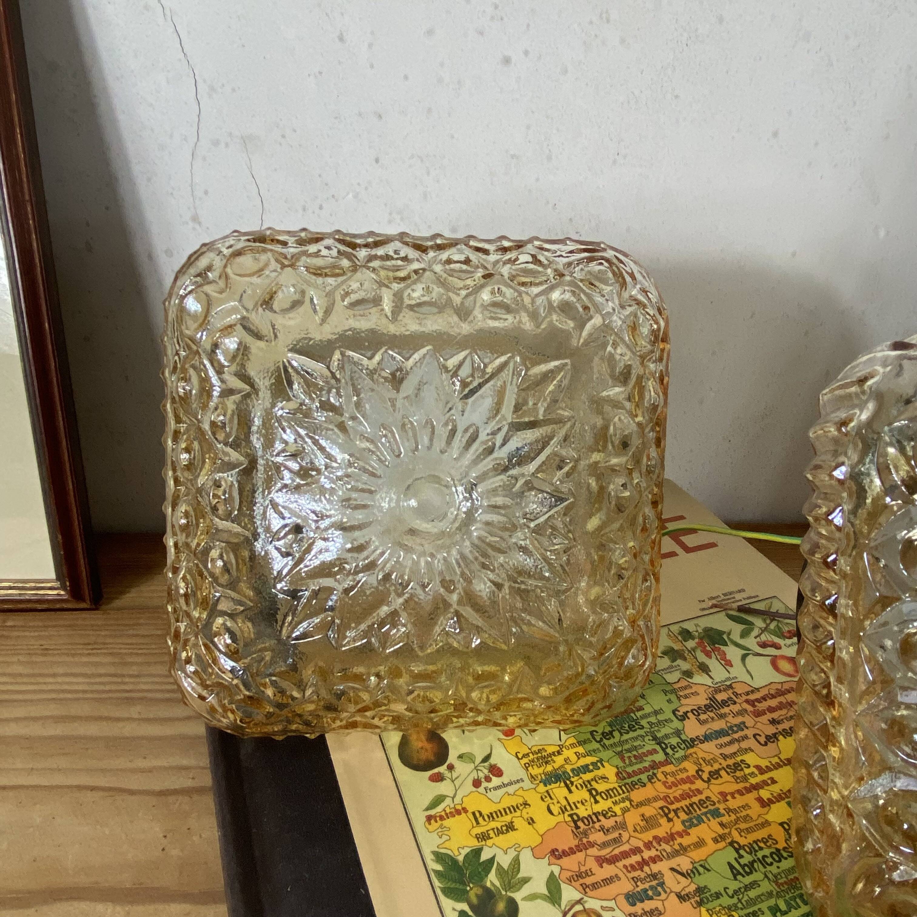 Square wall sconces ceiling light amber glass gold