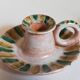 Duo of 50s ceramic hand candle holders