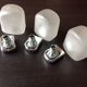 Suite de trois appliques en metal chromé et verre dépoli bullé/ vintage années 70