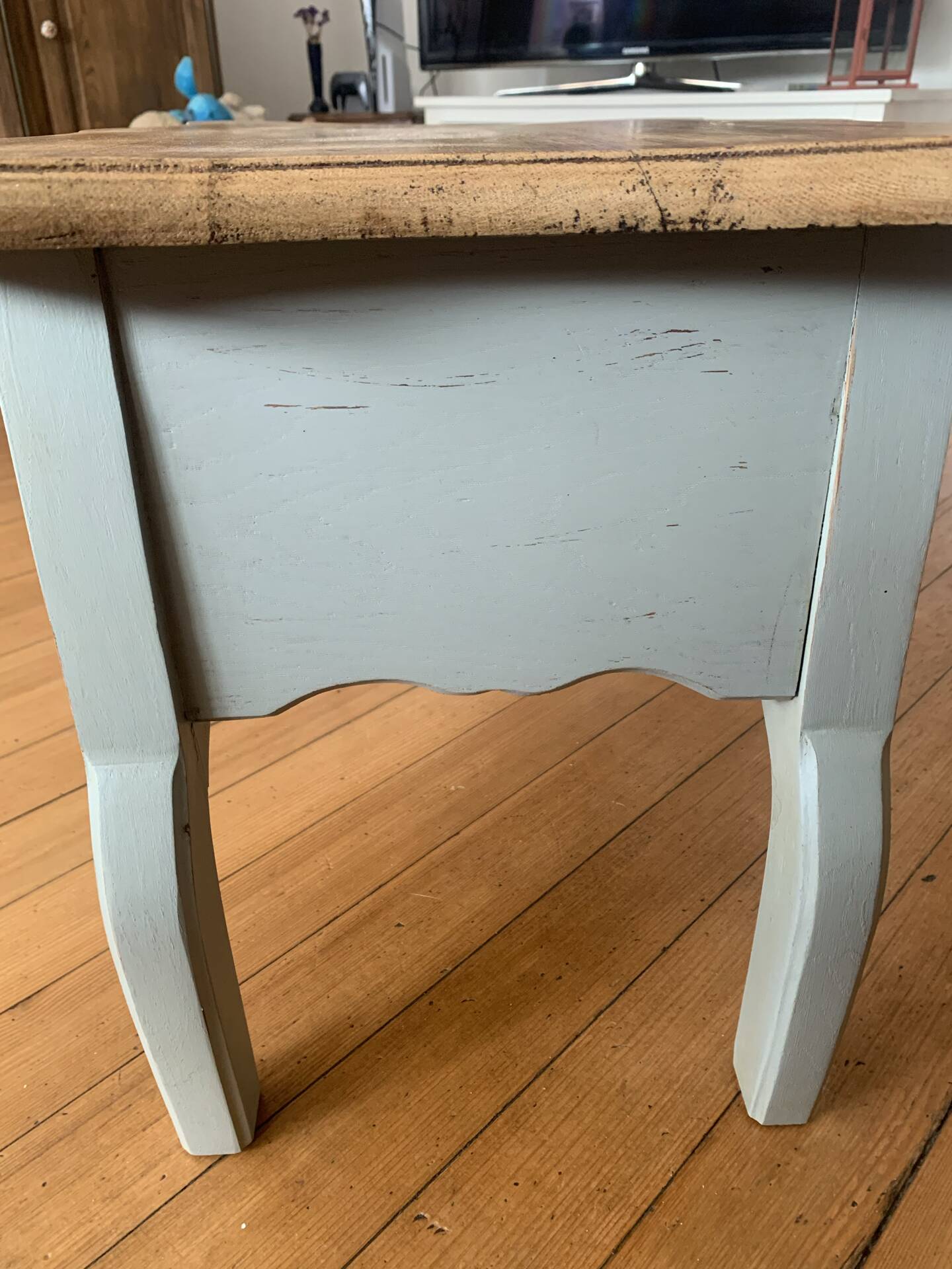 Table basse vintage en chêne, forme libre