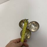 Silver Plated Triple Table Bowl Art Deco 1940s Salt & Pepper Sauce Egg Cup