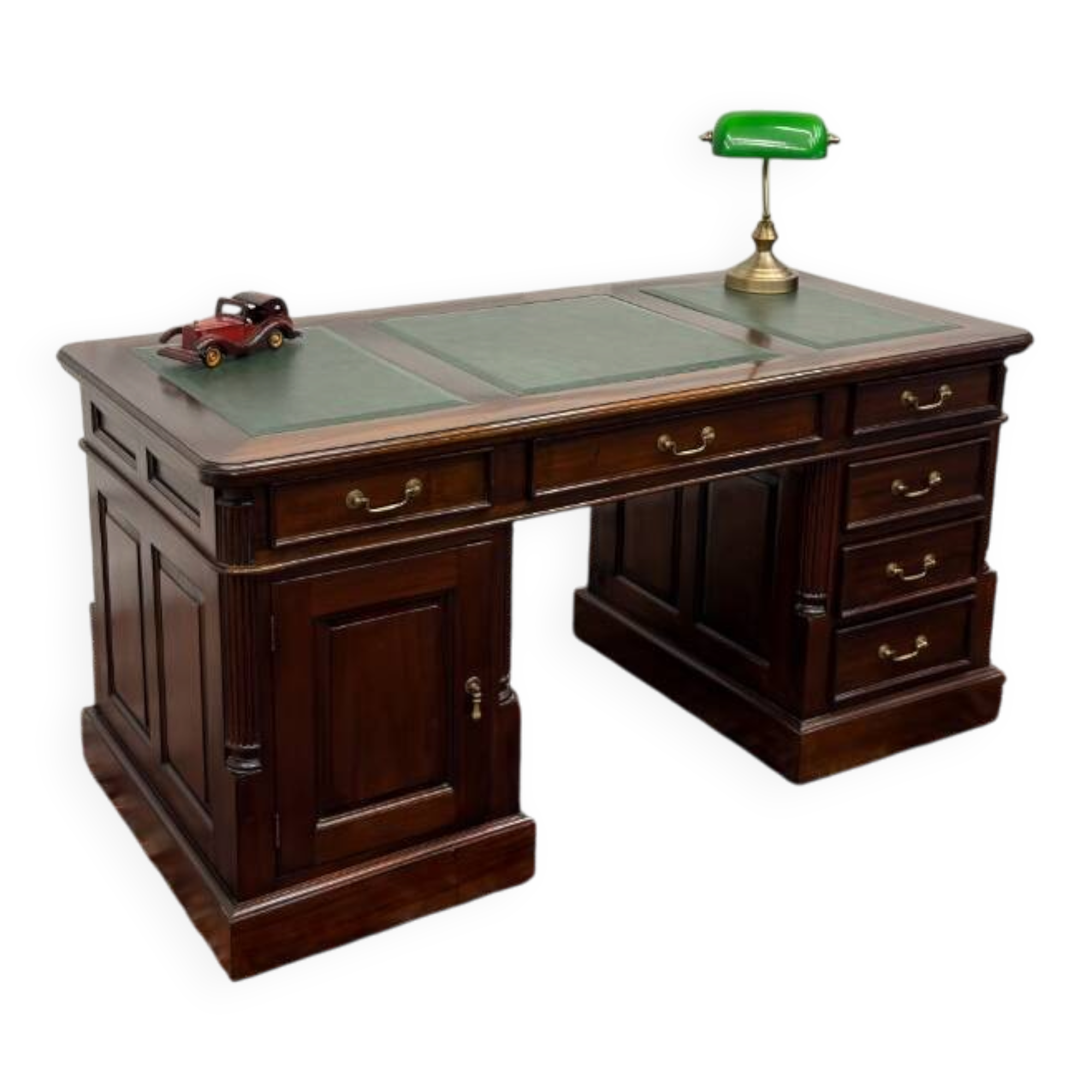 Bureau classique anglais avec cuir vert