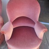 Série de 4 Fauteuils crapauds en velours ancien 1930s