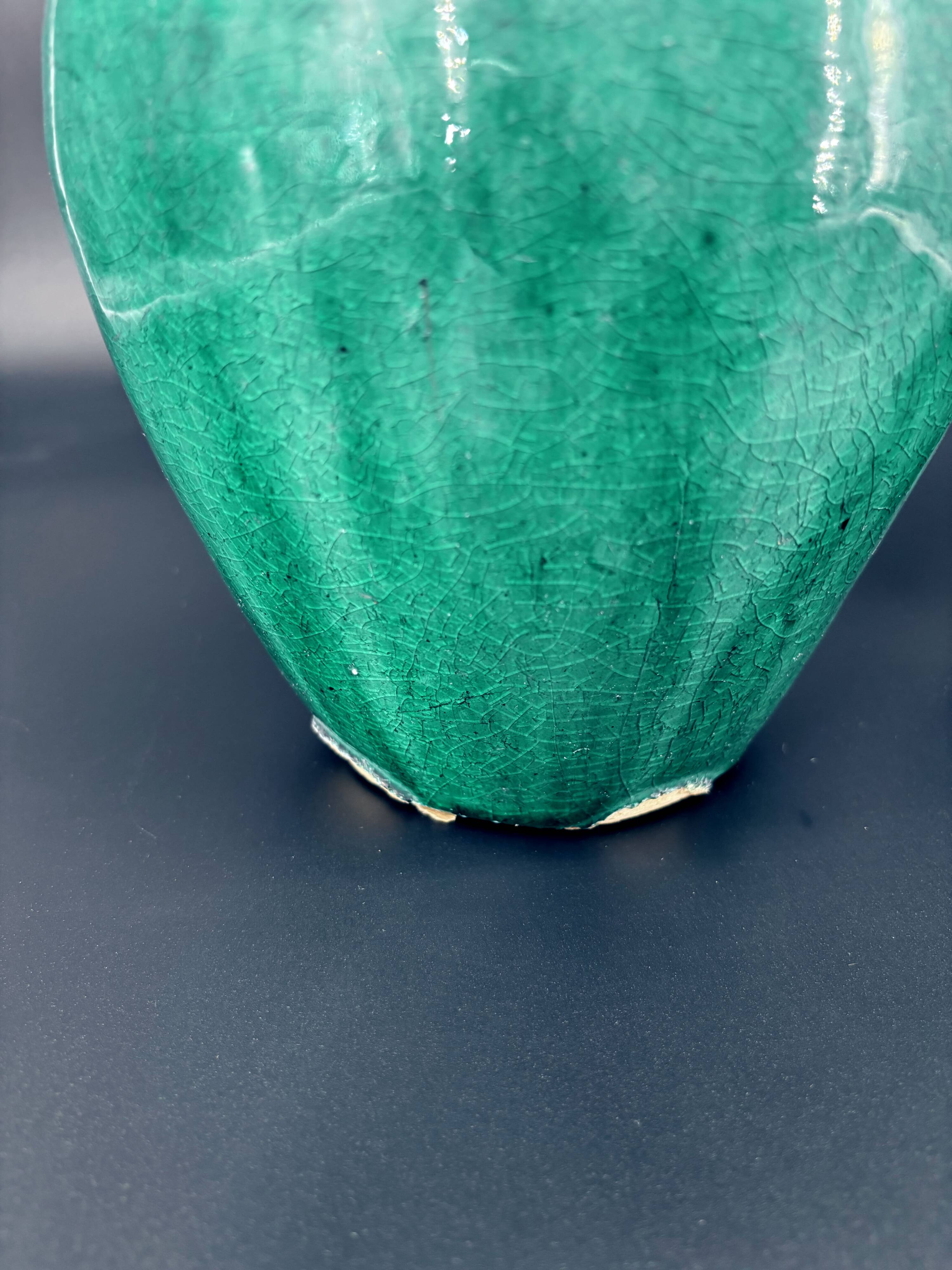 Pair of ancient turquoise glazed stoneware vases, China, late 19th century.