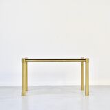 Midcentury Italian Tubular Brass And Smoked Glass Coffee Table. Retro.