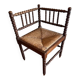 Set of 4 straw seats, turned legs in Bobin style.