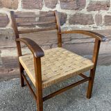 Vintage armchair in wood and rope, 1960s