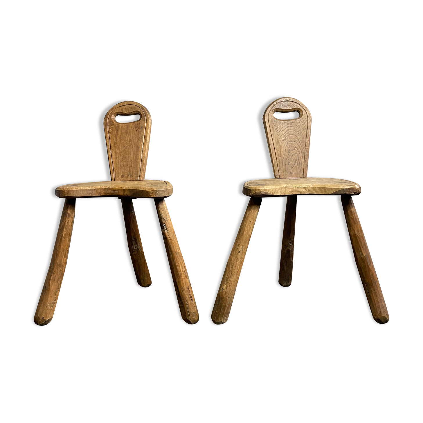 Pair of solid wood farmhouse stools