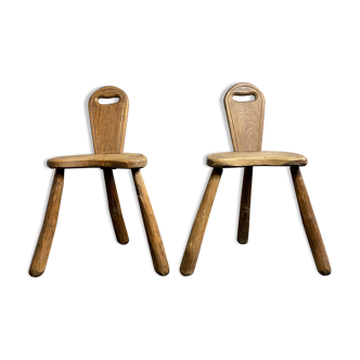 Pair of solid wood farmhouse stools