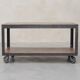 Industrial coffee table in metal and wood, wheeled table, trolley, vintage table, interior decoration.