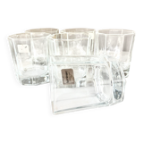 Vintage 6 x Hexagonal Clear Water Glasses, by Luminarc France, 1980s