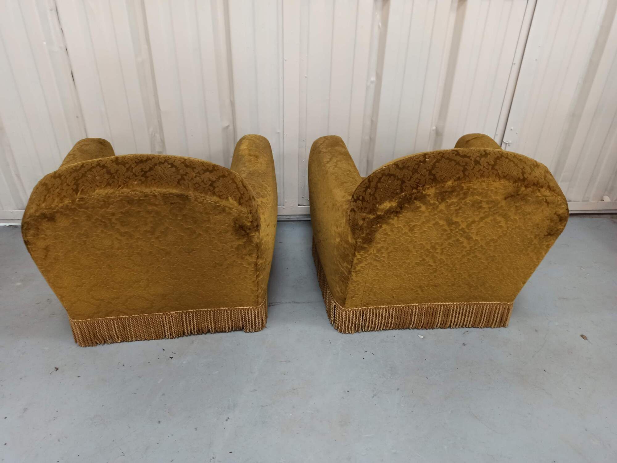 Pair of armchairs club velvet old yellow - armchair old